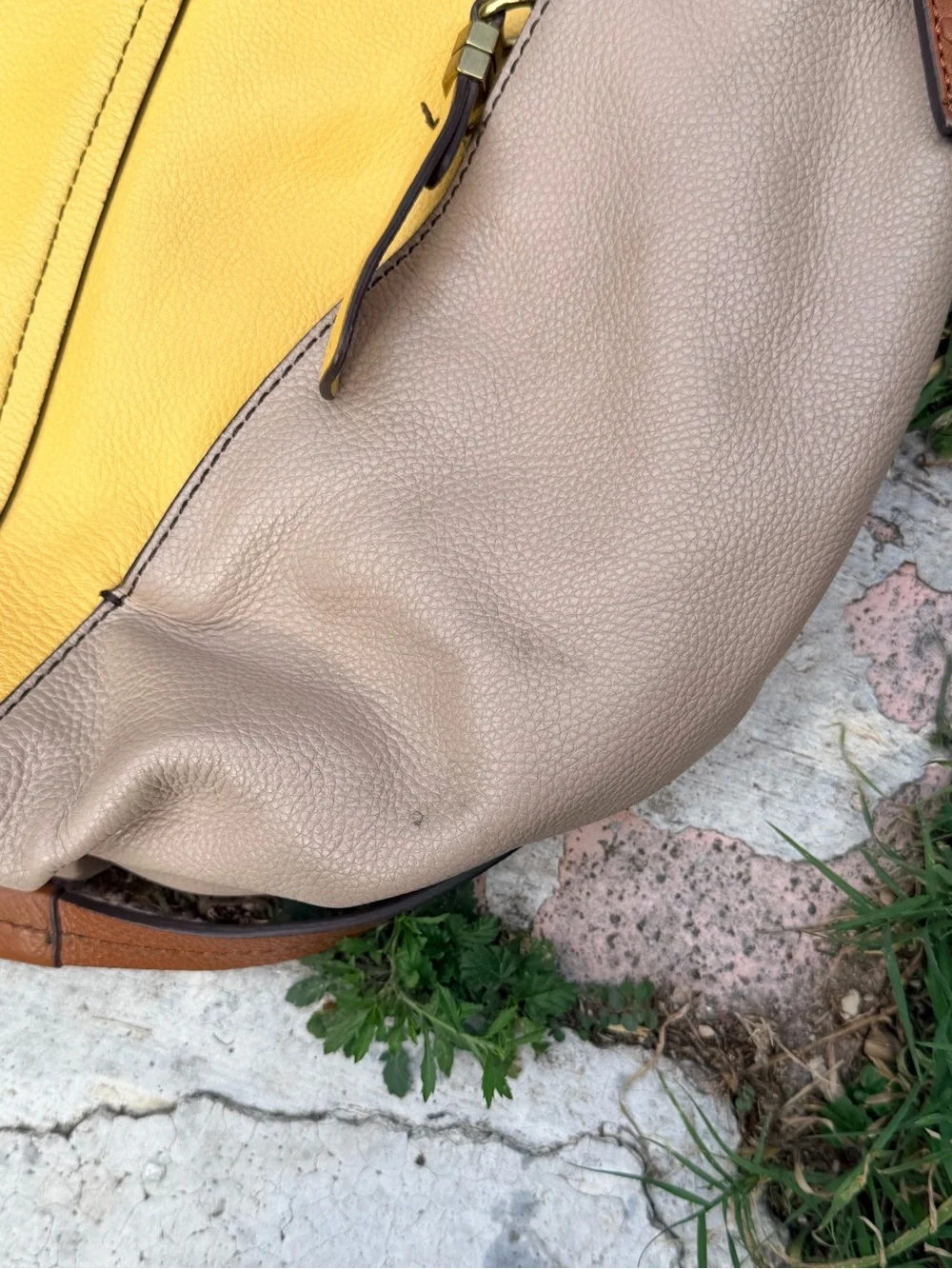 Oryany‎ Colorblock Leather Handbag Designer Neutral Chic Tote Satchel